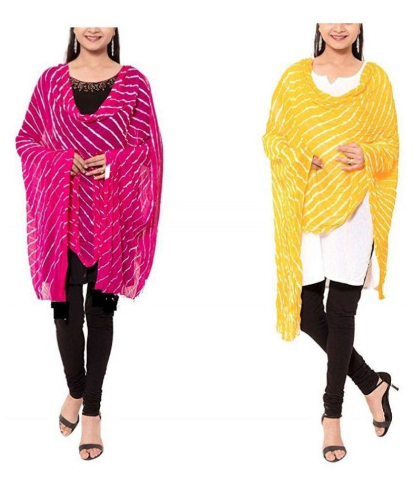     			Raj Multicoloured Chiffon Striped Dupatta