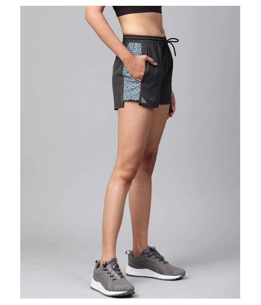     			Alcis Charcoal Polyester Solid Shorts