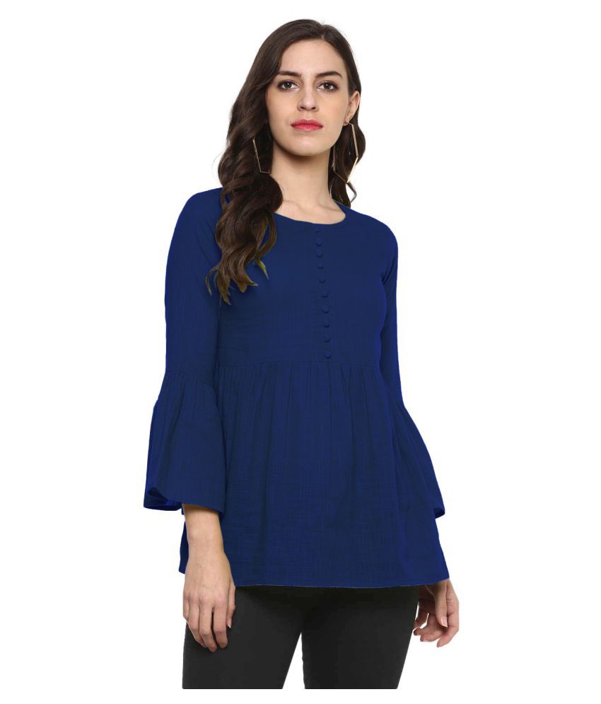     			HF Holyday Fashion Cotton Regular Tops - Blue