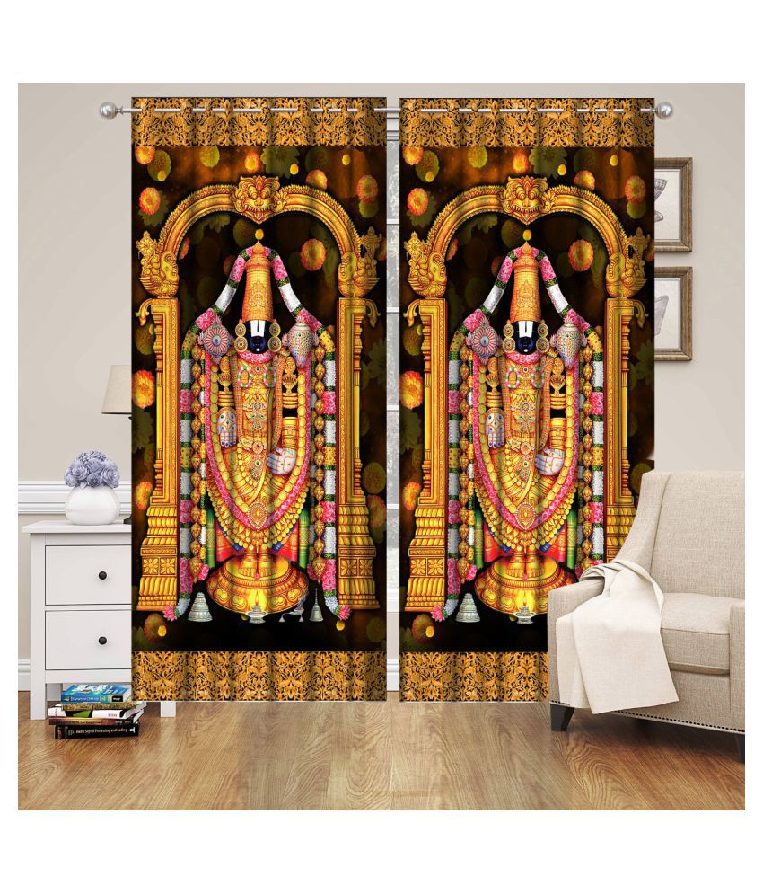     			Koli collections Set of 2 Door Semi-Transparent Eyelet Polyester Curtains Multi Color