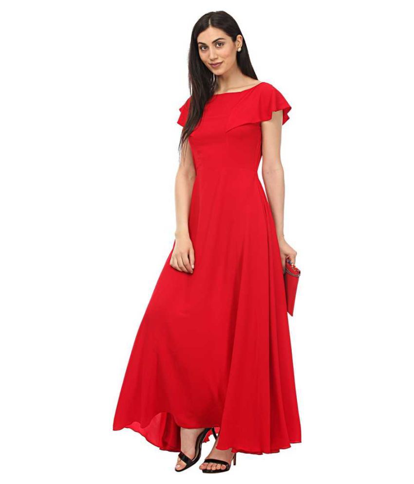 red georgette gown