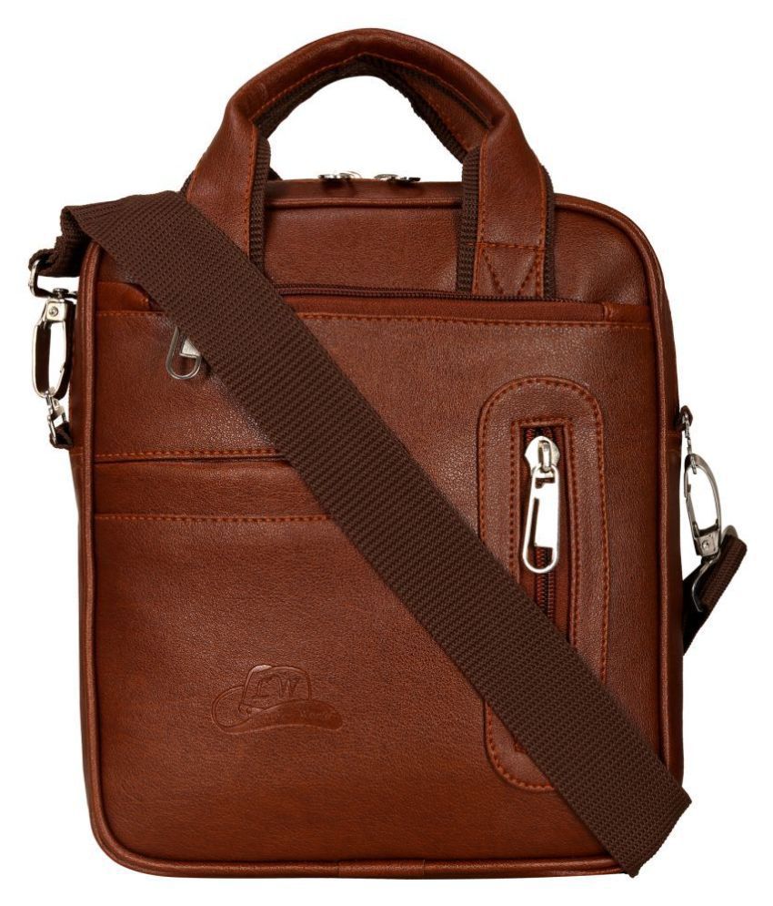     			Leather World - Tan Solid Messenger Bags