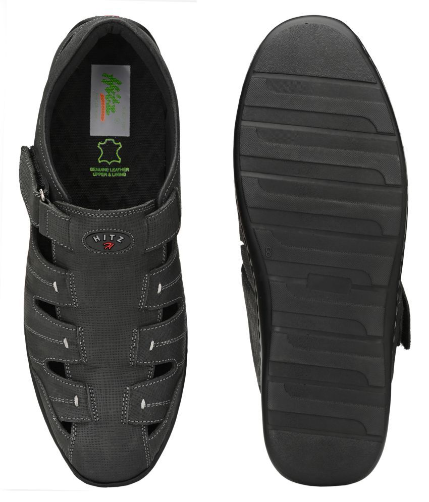 hitz black leather sandals