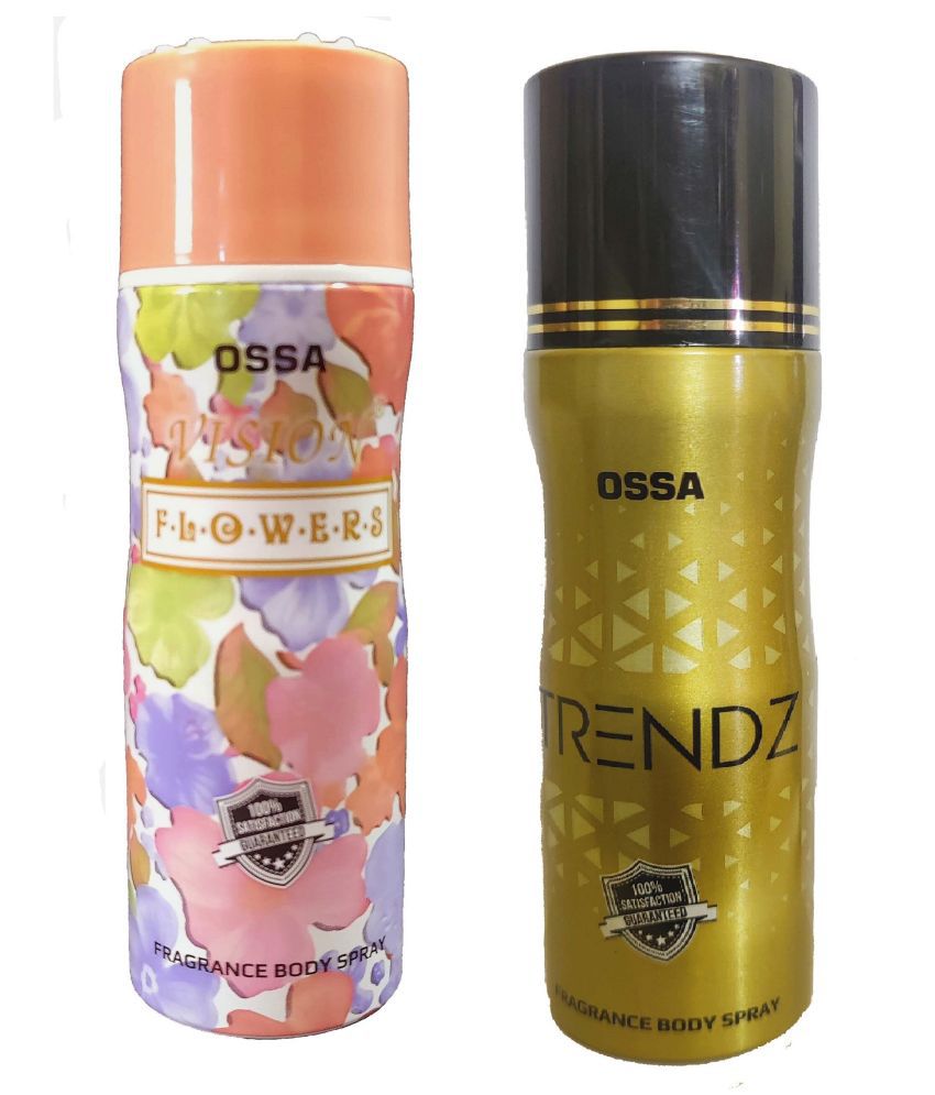     			OSSA 1 VISION FLOWERS and 1 TRENDZ deodorant, 200 ml each(Pack of 2)
