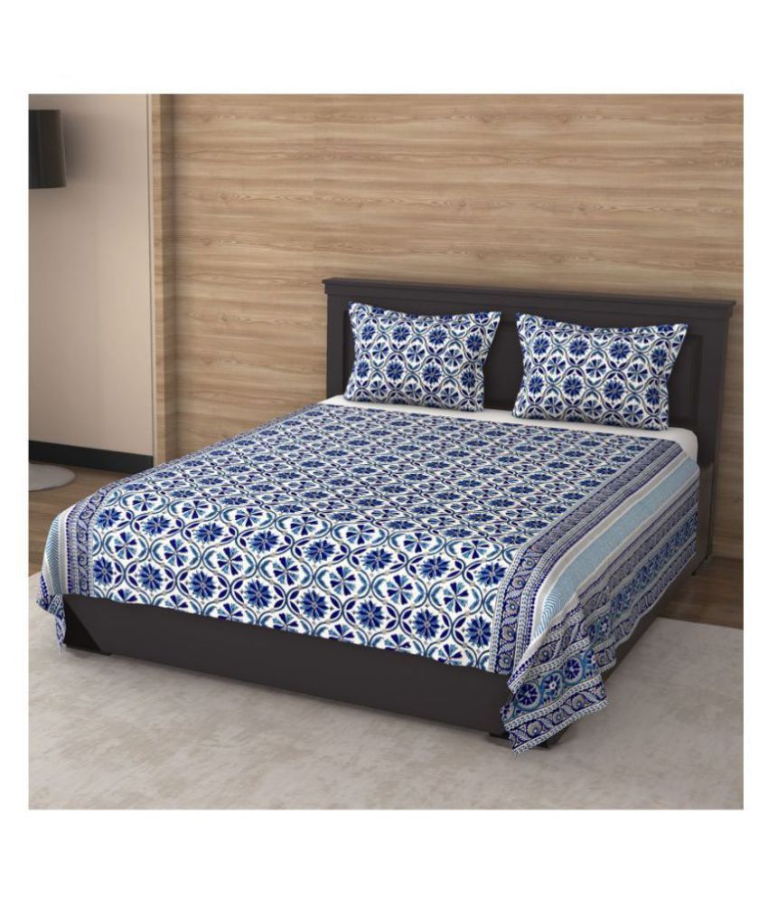 Varde Cotton King Size Bed Sheet With 2 
