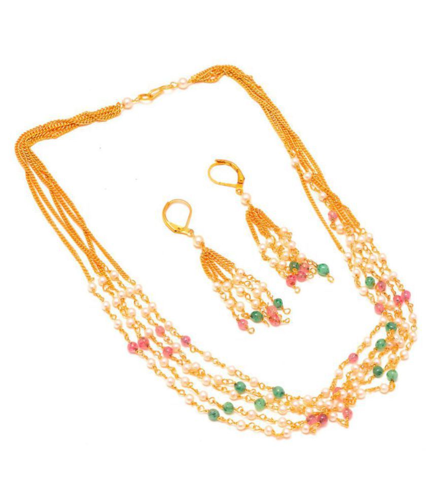    			Jewar Mandi Brass Golden Contemporary/Fashion Necklaces Set