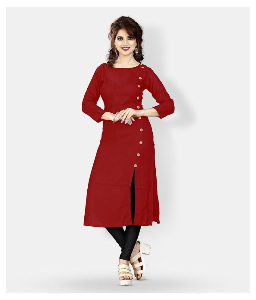     			HF Holyday Fashion Maroon Rayon Straight Kurti