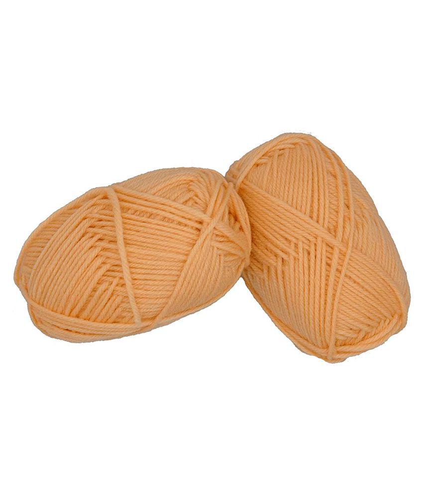     			PRANSUNITA 4 ply Soft Acrylic Knitting Wool Yarn, Used in Hand Knitting, Art Craft, and Crochet, Pack of 2 Rolls ( 50 GMS /90 MTS ) Color - Peach