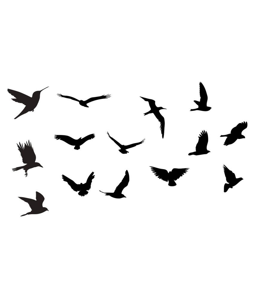     			Wallzone Black Birds Sticker ( 60 x 40 cms )