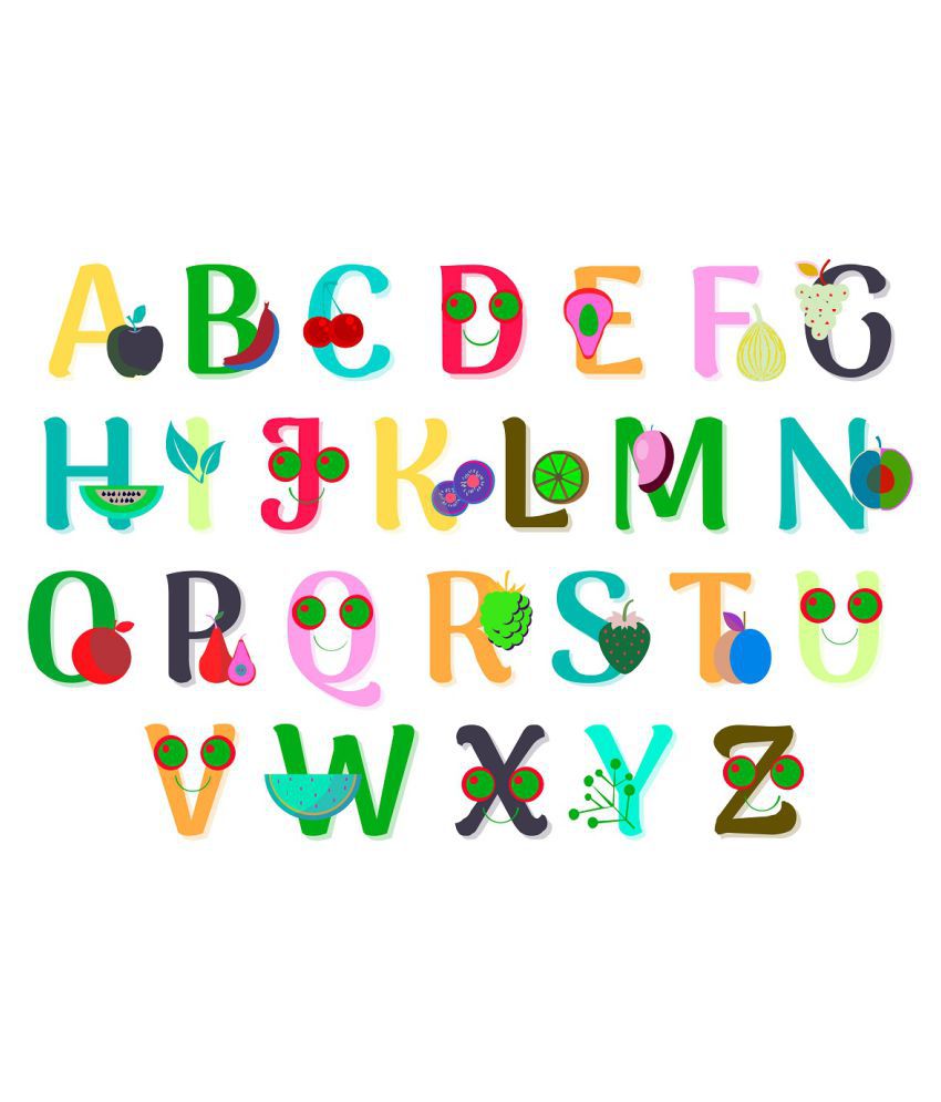     			Wallzone Colorful Alphabets Sticker ( 100 x 60 cms )