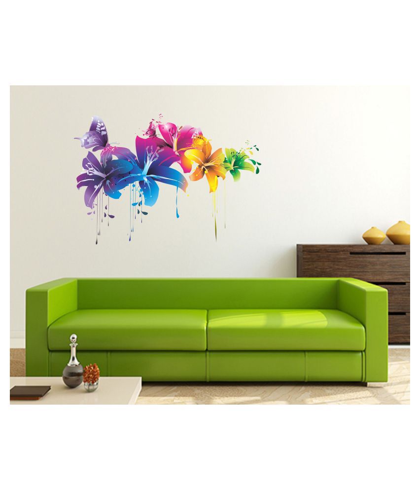     			Wallzone Colorful Flowers Sticker ( 50 x 70 cms )