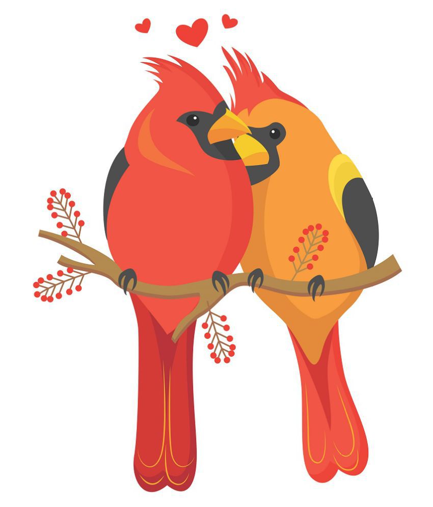     			Wallzone Love Birds Sticker ( 50 x 65 cms )