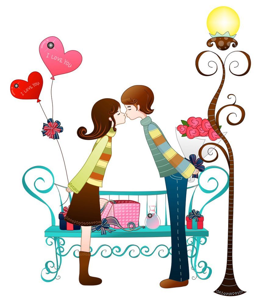     			Wallzone Love Couple Sticker ( 60 x 70 cms )