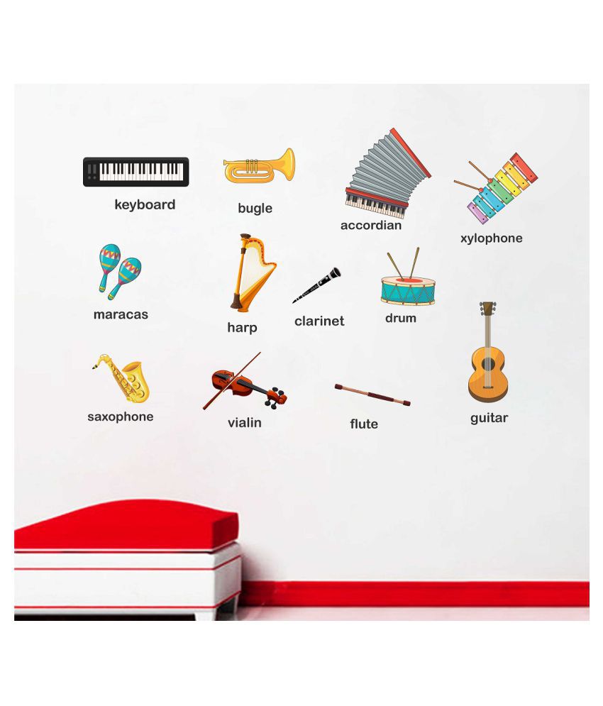     			Wallzone Music Instruments Sticker ( 120 x 80 cms )