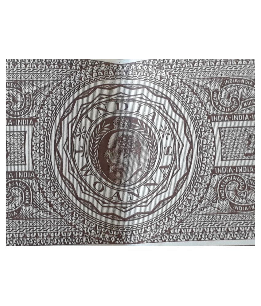     			BRITISH INDIA BURMA - 2 Annas  - KING EDWARD VII ( KE VII ) ( 1902 - 1912 ) - BOND PAPER - REVENUE COURT FEE - more than 100 years old vintage collectible