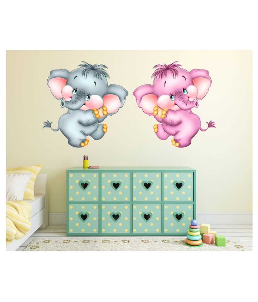     			Wallzone Baby Elephant Sticker ( 70 x 75 cms )