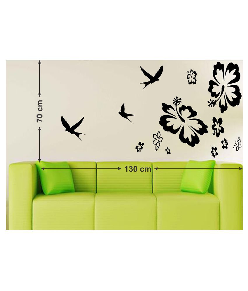     			Wallzone Birds and Flowers Sticker ( 70 x 75 cms )