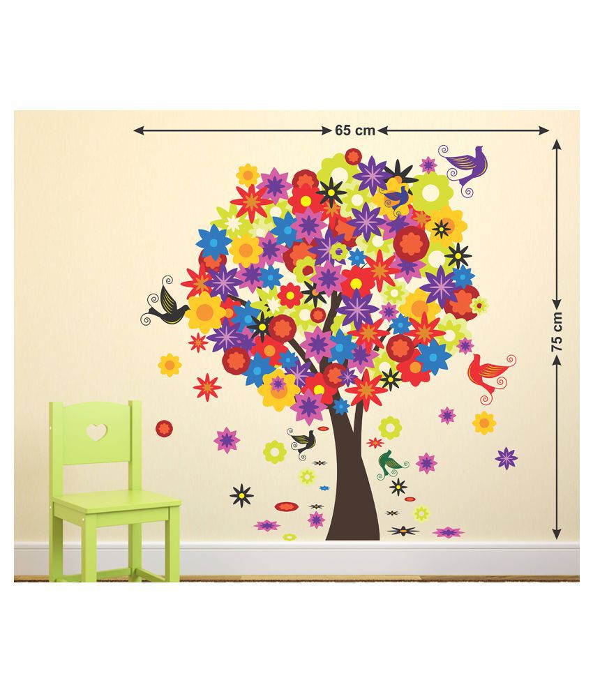     			Wallzone Colorful Tree Sticker ( 70 x 75 cms )