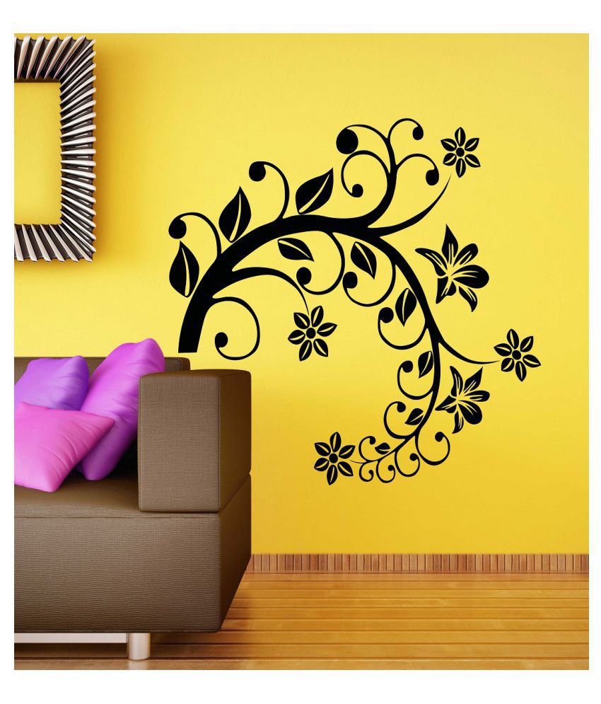     			Wallzone Floral Design Sticker ( 70 x 75 cms )
