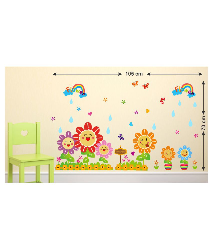     			Wallzone Flowers Sticker ( 70 x 75 cms )