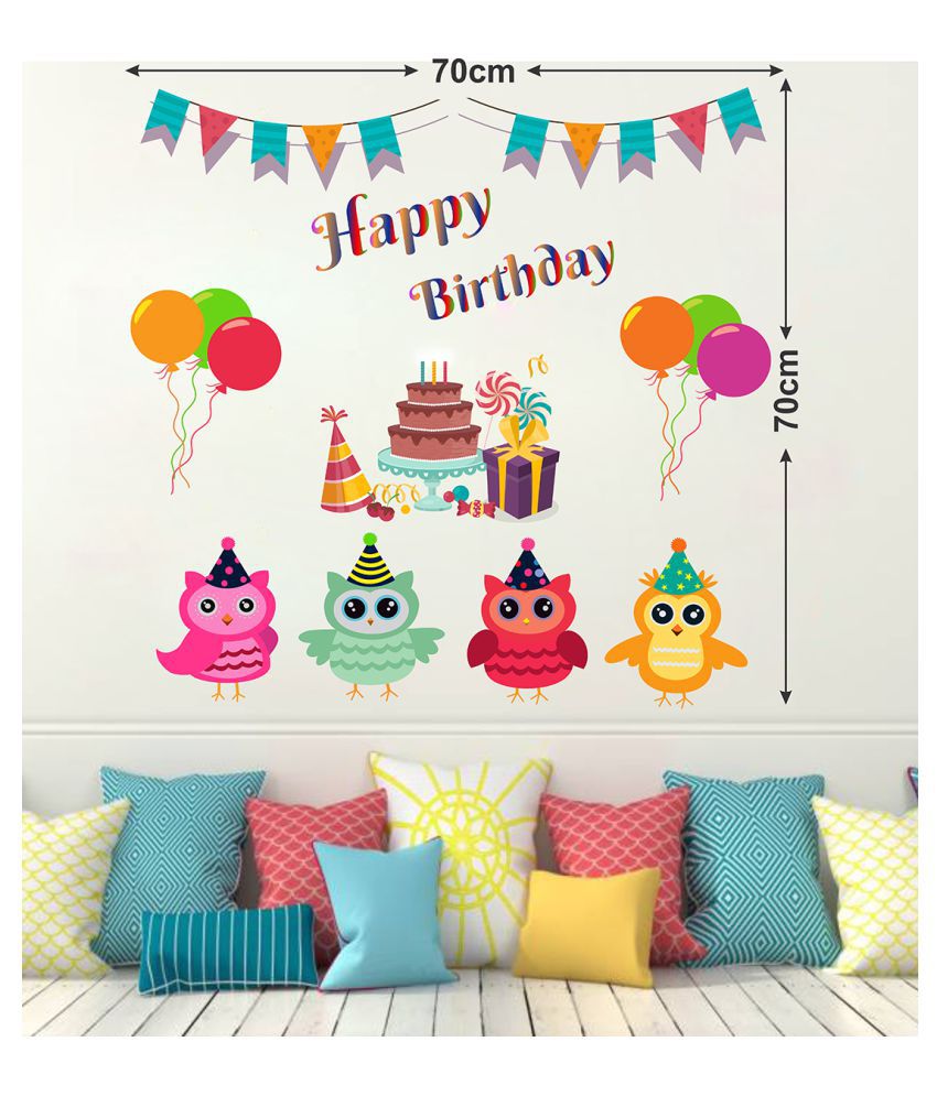     			Wallzone Happy Birthday Sticker ( 70 x 75 cms )