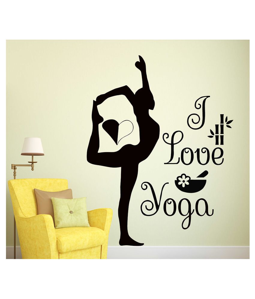     			Wallzone I Love Yoga Sticker ( 70 x 75 cms )