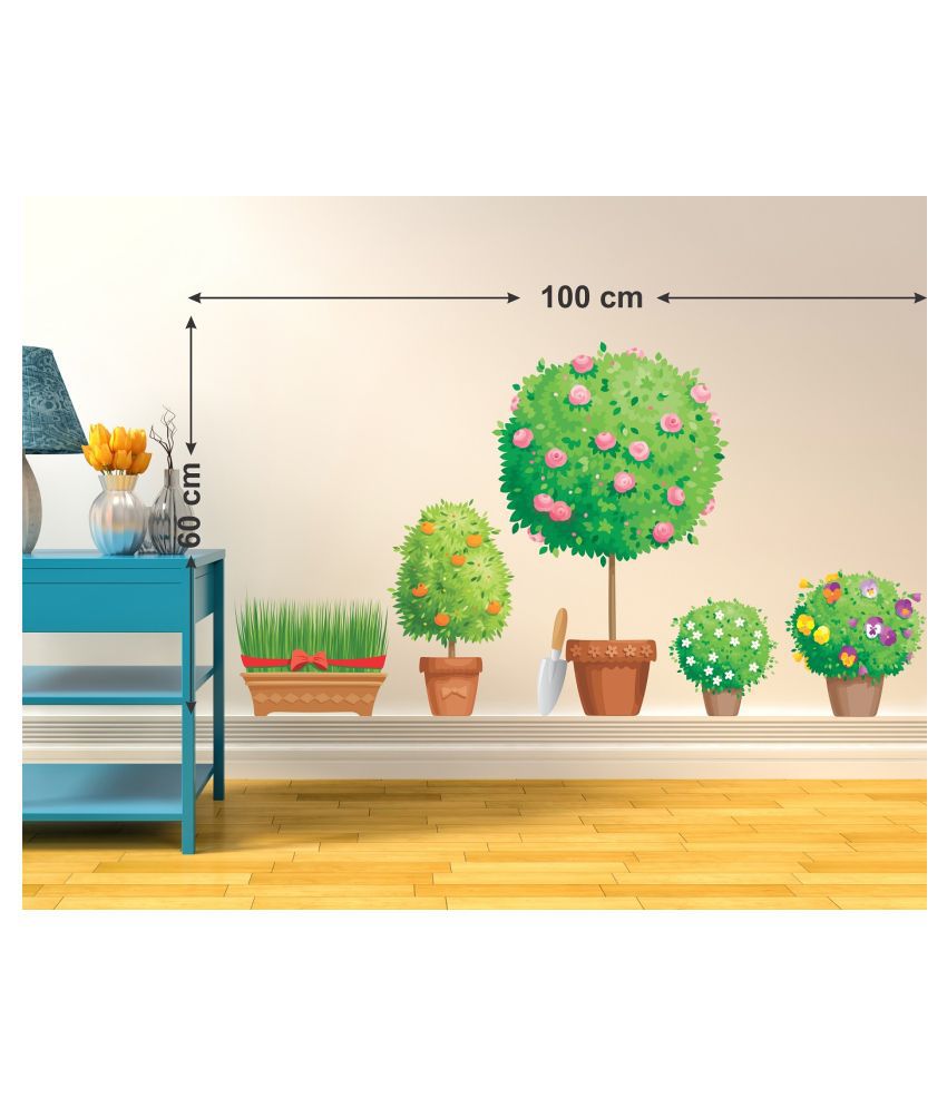     			Wallzone Plants Medium Vinyl Wallstickers (100 cm x 60 cm) Sticker ( 70 x 75 cms )