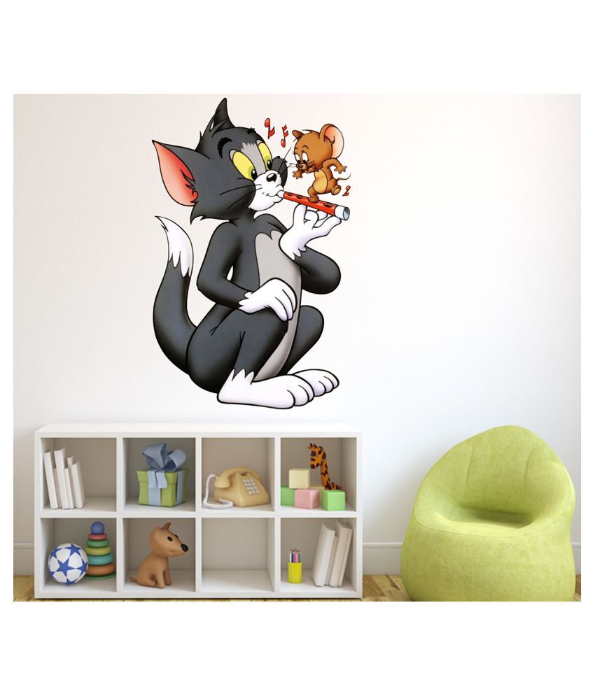     			Wallzone Tom and Jerry Sticker ( 70 x 75 cms )