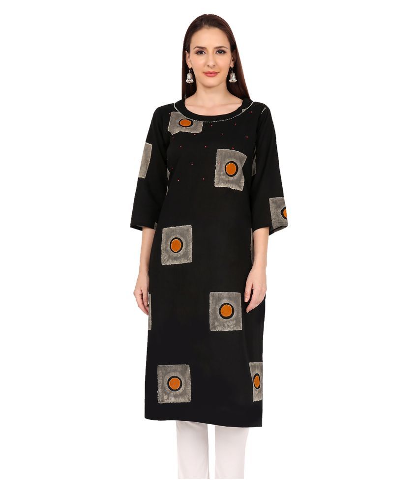     			Jevi Prints Black Cotton Straight Kurti