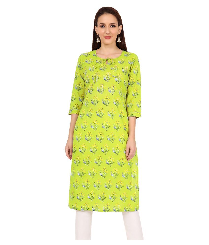     			Jevi Prints Green Cotton Straight Kurti