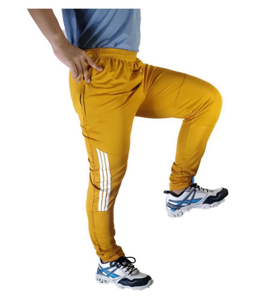 TRACKnJEAN Yellow Polyester Viscose Trackpants Single - Buy TRACKnJEAN ...