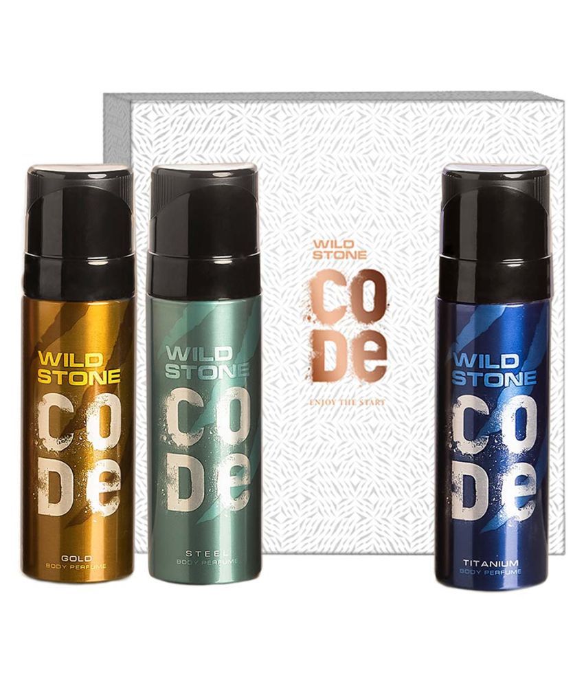     			Wild Stone Gift Box with Code Gold, Steel and Titanium Body Perfume (120ml Each) Perfume Body Spray - For Men (360 ml, Pack of 3)