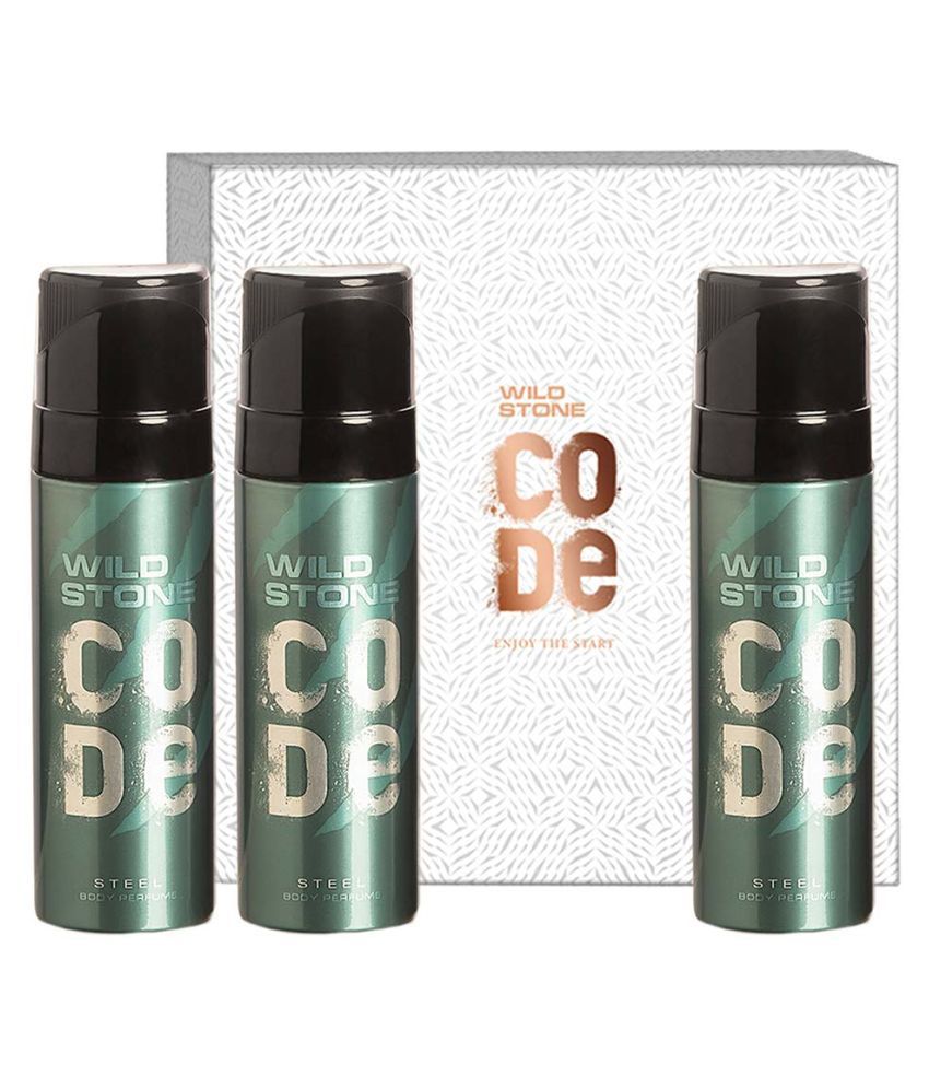     			Wild Stone Gift Box with Code Steel Body Perfume, Pack of 3 (120ml Each) Perfume Body Spray - For Men (360 ml, Pack of 3)
