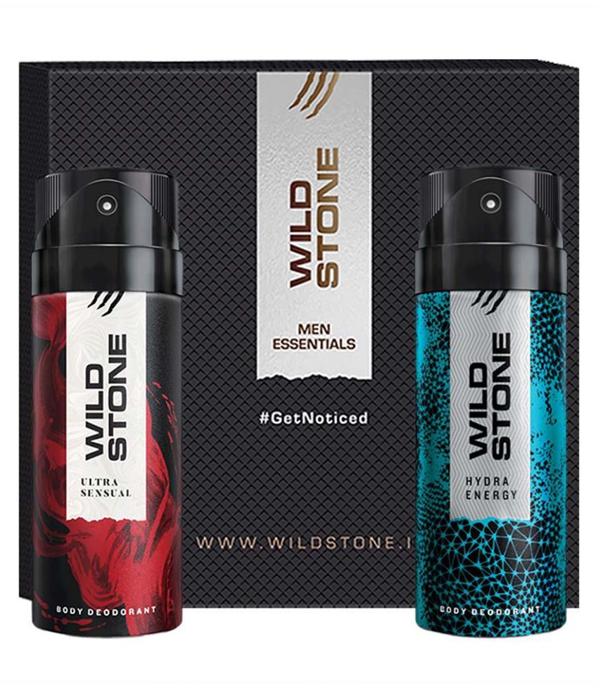     			Wild Stone Gift Box with Hydra Energy and Ultra Sensual Deodorant (150ml Each) Body Spray - For Men (300 ml, Pack of 2)