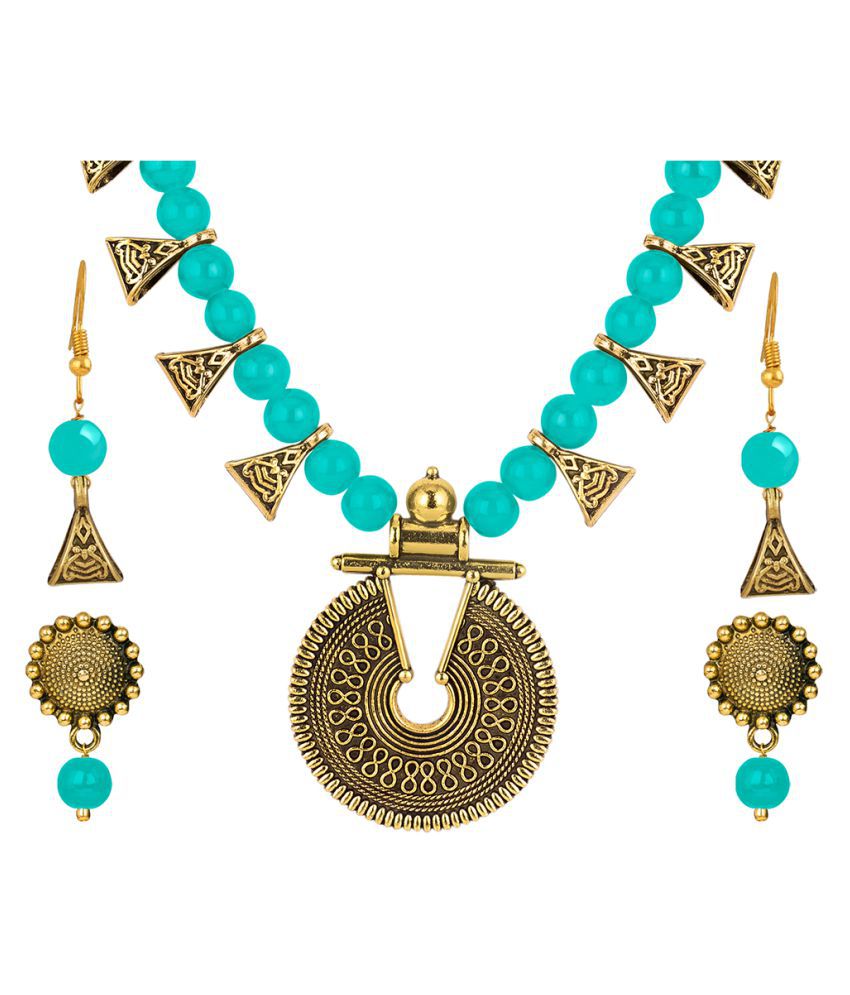     			JFL - Jewellery For Less Copper Turquoise Contemporary/Fashion Necklaces Set Princess