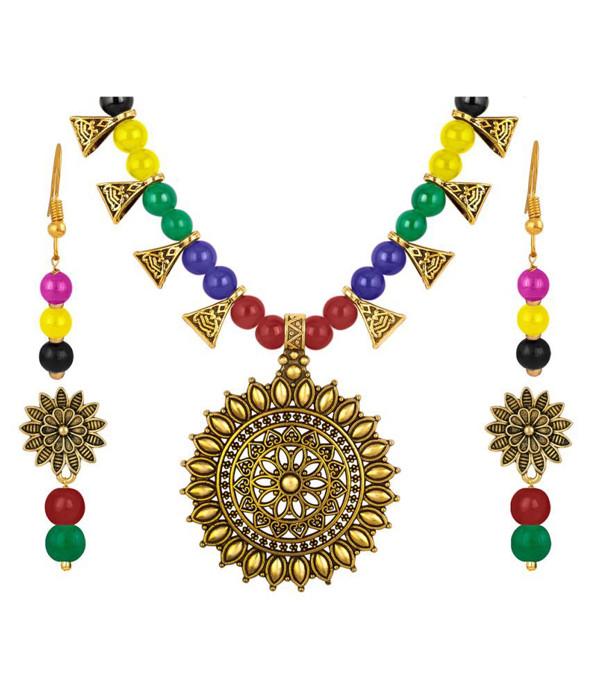     			JFL - Jewellery For Less Copper Multi Color Contemporary/Fashion Necklaces Set Princess