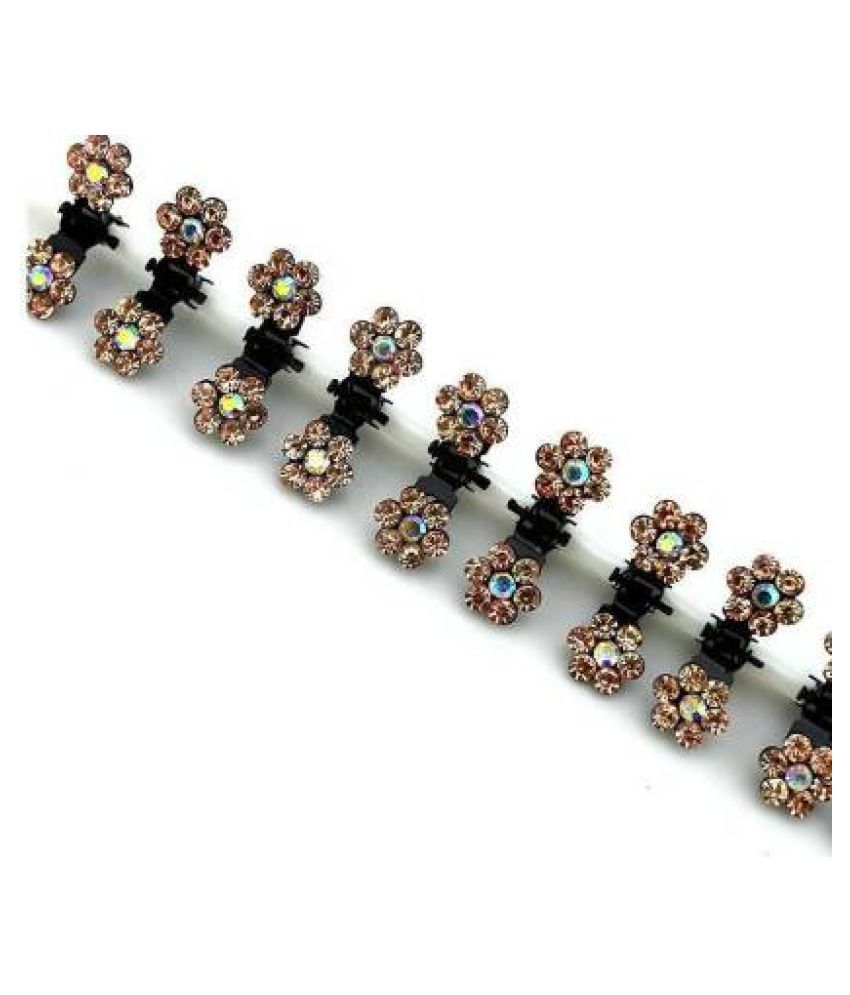 Yatee's Mini Hair Clip Crystal Flower Stone Fancy Hair Clips (set of