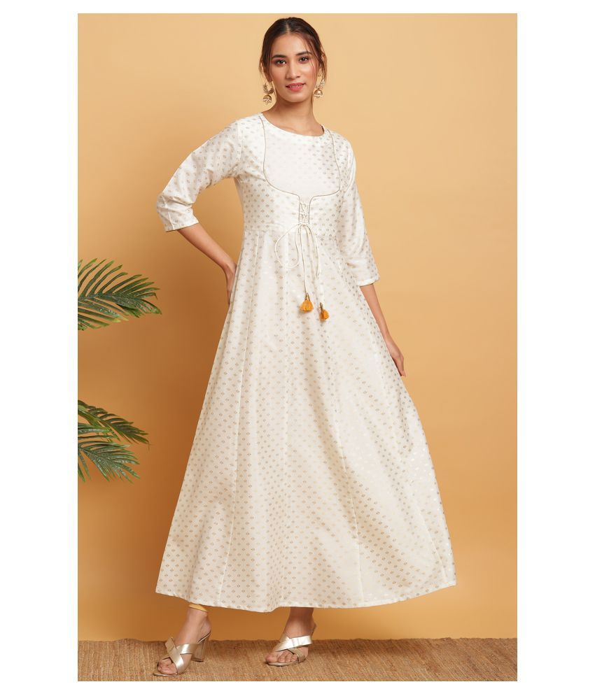 white silk anarkali