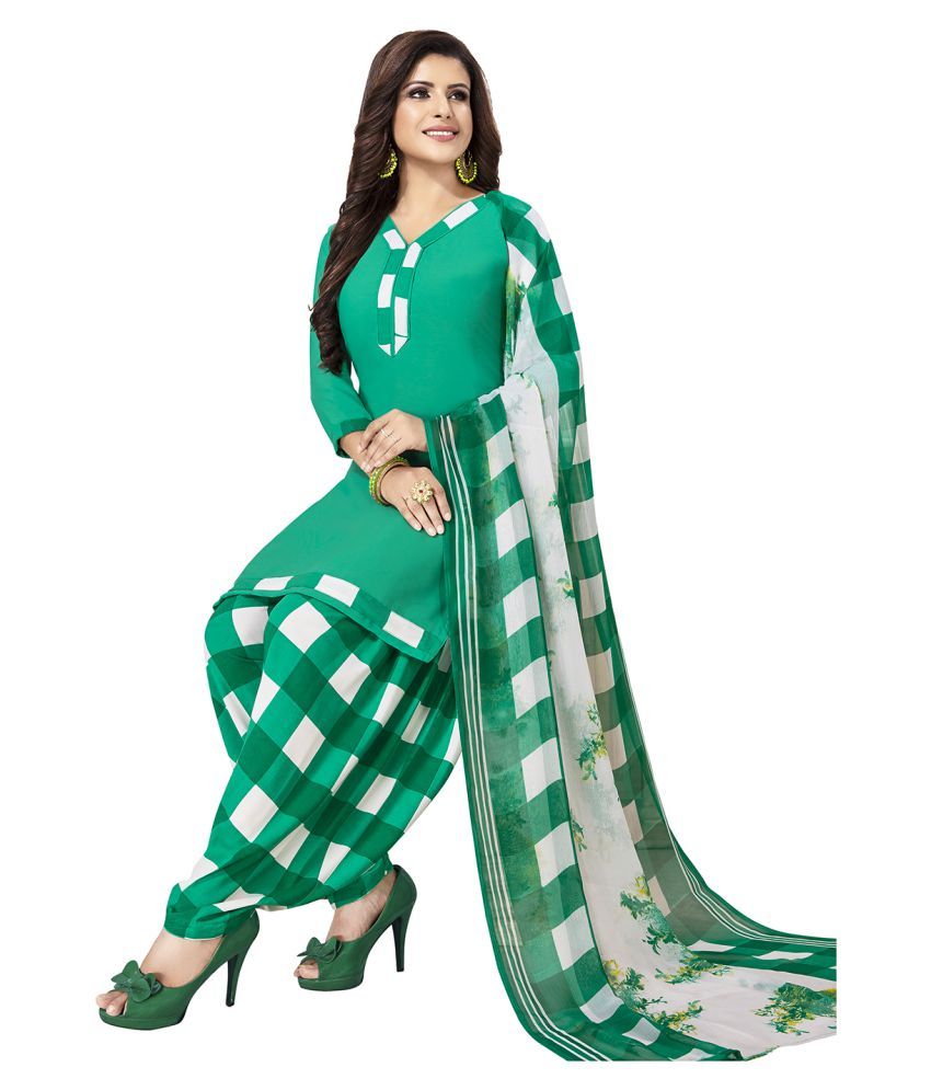     			Jevi Prints Green Crepe Unstitched Dress Material