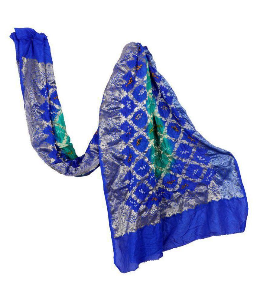     			Raj Blue Banarasi Silk Bandhej Dupatta