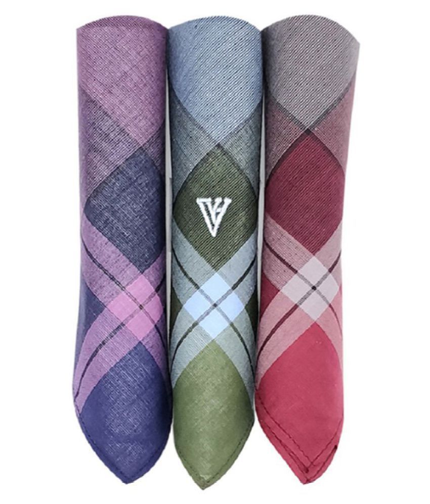 Van Heusen Men's Cotton Colour Border Handkerchief with Brand Logo