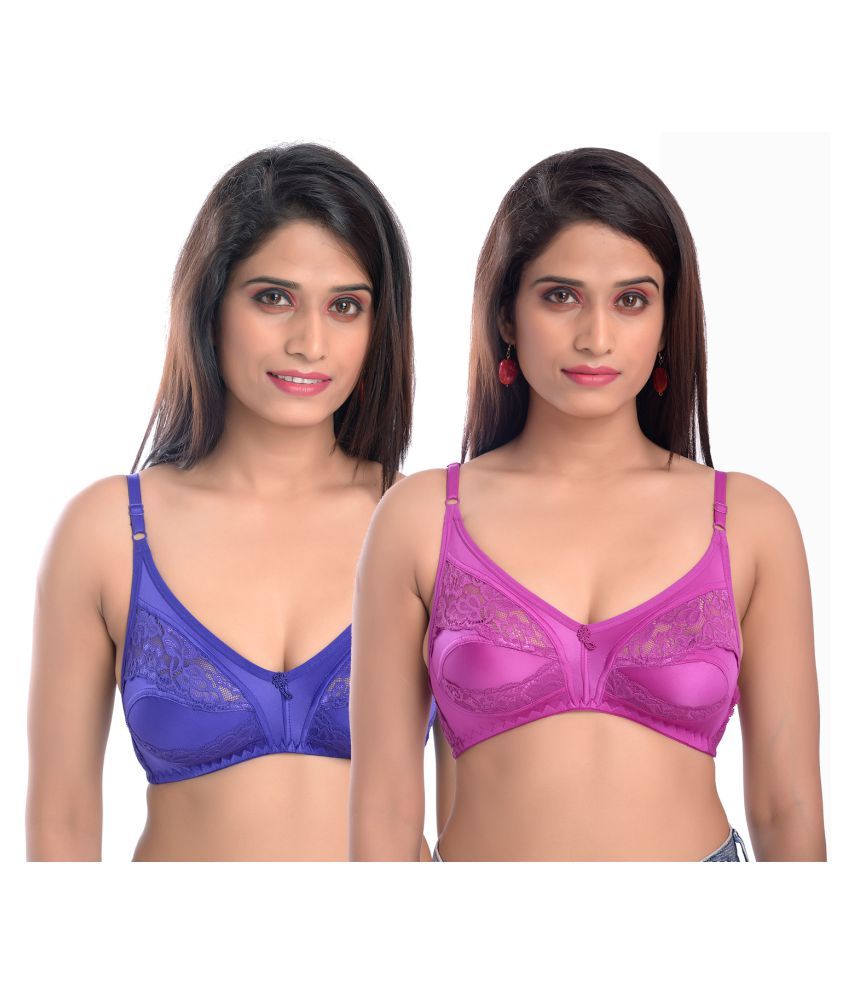     			Elina Pack of 2 Lace Non Padded Women's T-Shirt Bra ( Multi Color )