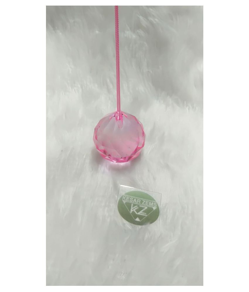     			KESAR ZEMS Pink Crystal Hanging Ball With Pink Thread For Good Luck and Prosperity 40 MM (4 X 4 X 4 CM, Pink)