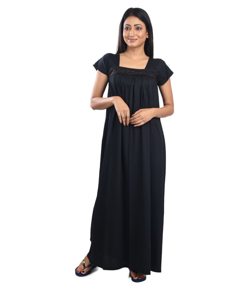     			PIYALI'S CREATION WOMEN'S Cotton Night Dress - Black