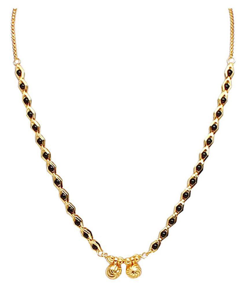     			shankhraj mall gold plated black bead short mangalsutra for women-10023