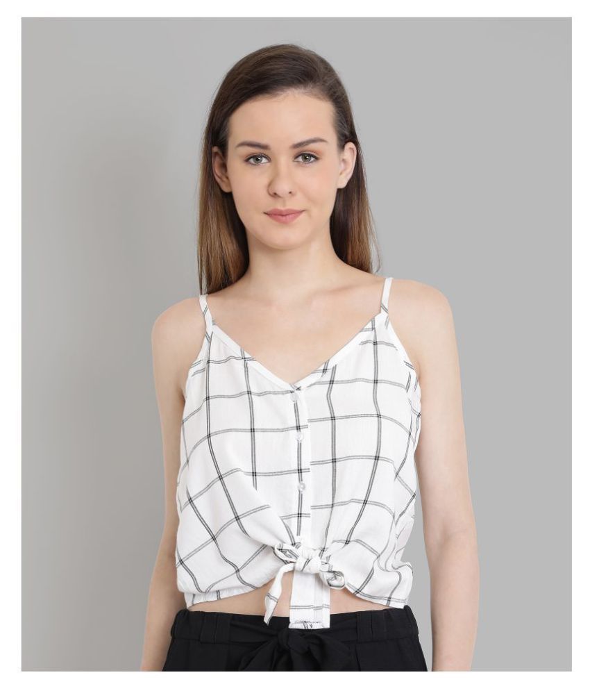     			Chimpaaanzee Viscose Crop Tops - White