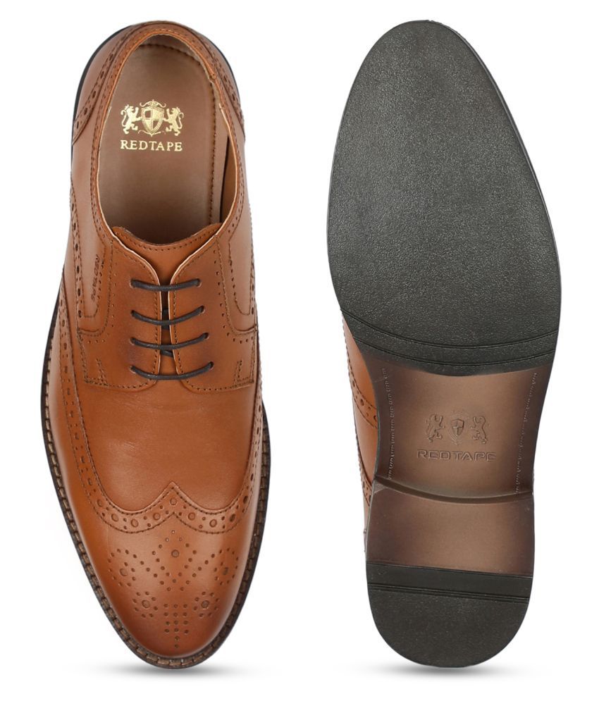 red tape tan derby formal shoes