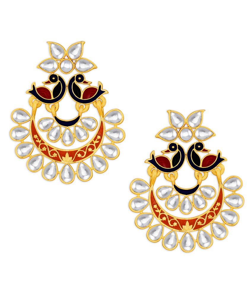     			Spargz Peacock Festive Wear Gold Plated Kundan Hanging Earring For Women TER_190