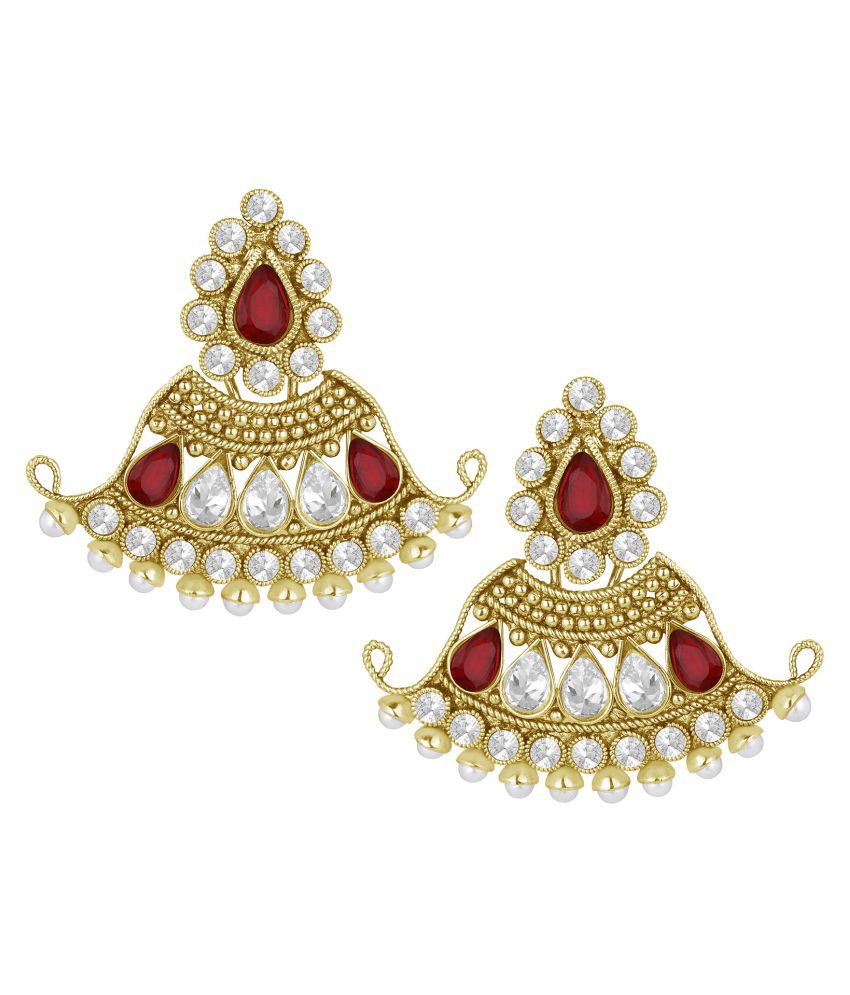     			Spargz Traditional Brass Gold Plated Diamond & Pearl Dangler Earring For Women OER_5266