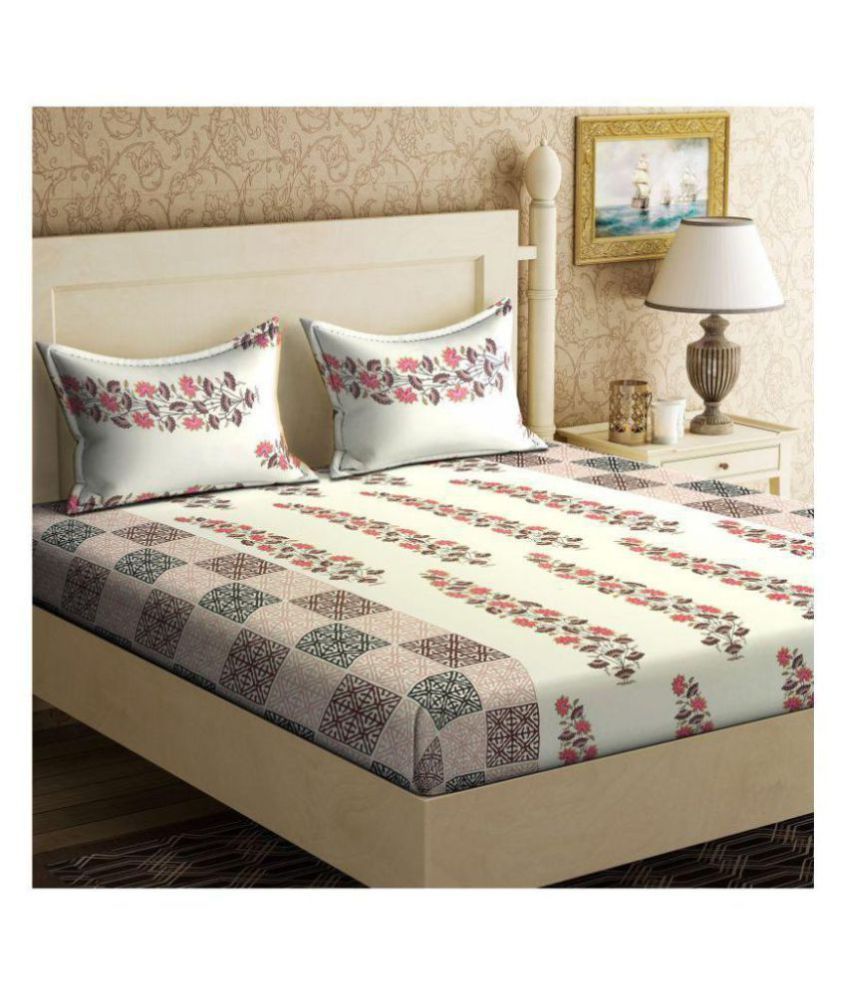 Varde Cotton Double Bedsheet with 2 Pillow Covers ( 230 cm x 210 cm